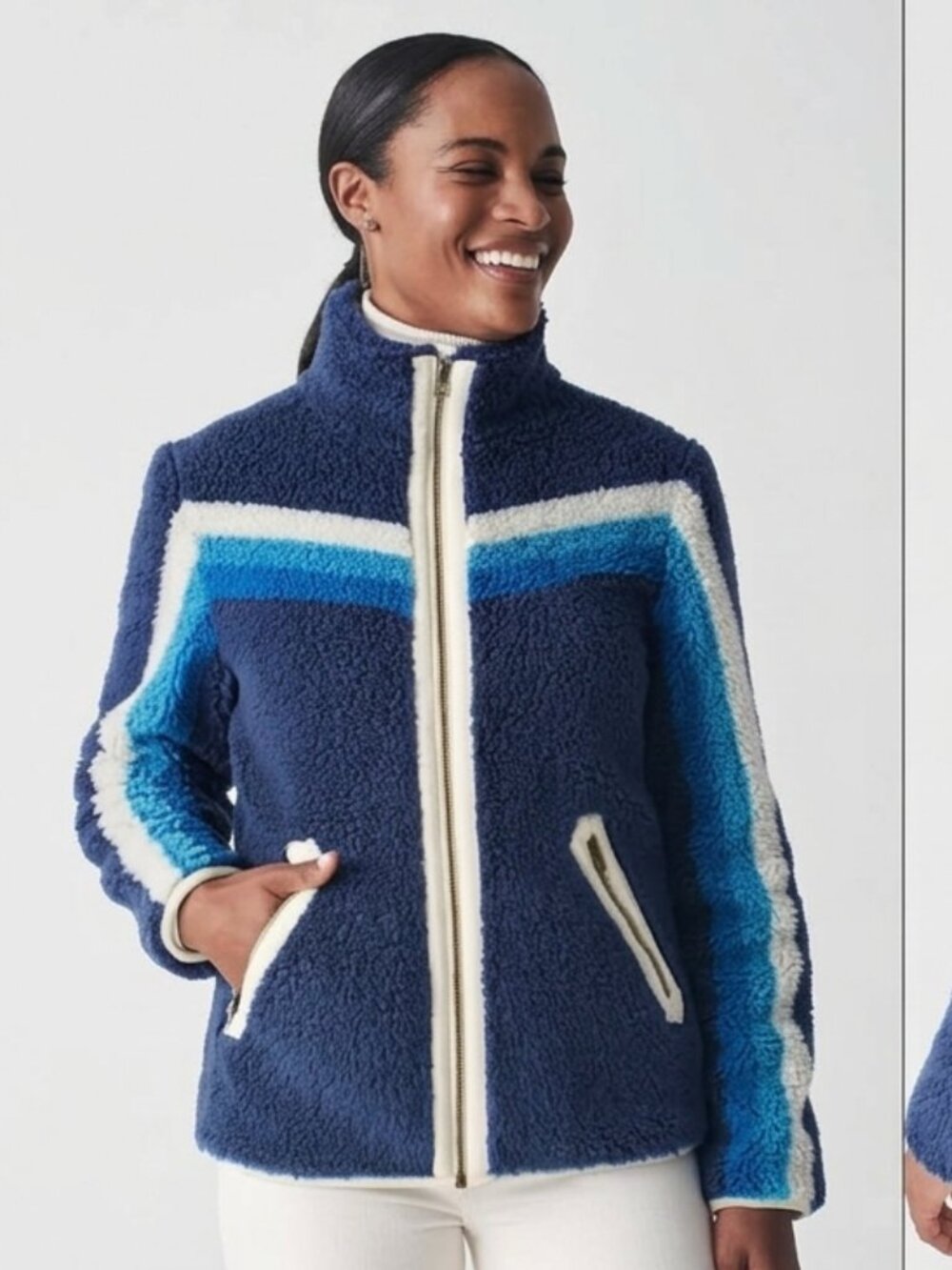 Faherty Apres Dream Fleece Swiss Alps Sherpa Blue Jacket Small